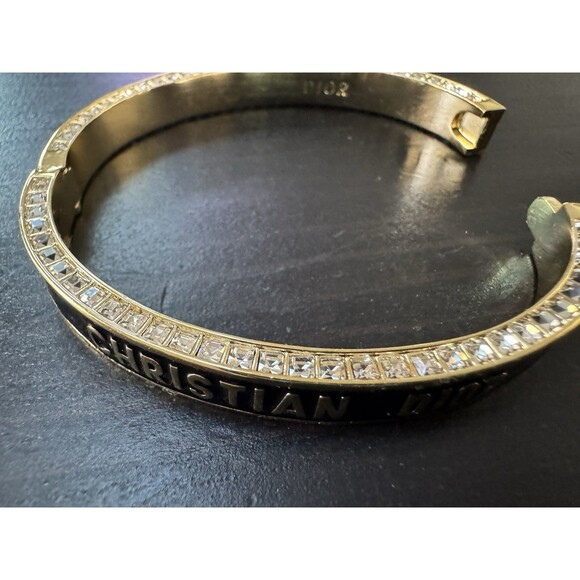 Christian Dior Night Code Black Lacquer M Crystal Edge Gold Finish Cuff Bangle - Picture 15 of 16